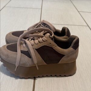 Trendy Brown and Tan Platform Sneakers